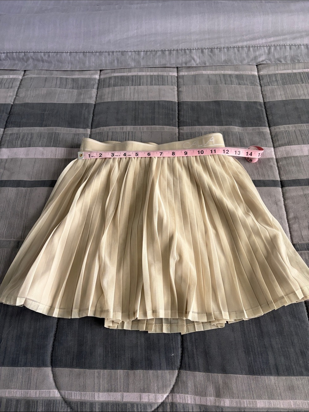 Calia Pleated 15” Mesh Skort in Khaki Sand XS